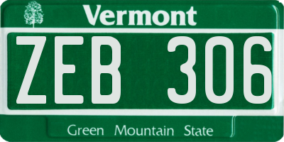 VT license plate ZEB306