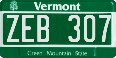 VT license plate ZEB307