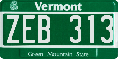 VT license plate ZEB313