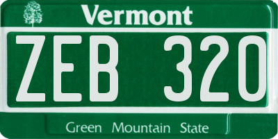 VT license plate ZEB320