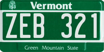 VT license plate ZEB321