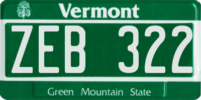 VT license plate ZEB322