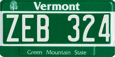 VT license plate ZEB324