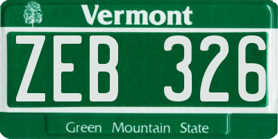 VT license plate ZEB326