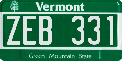 VT license plate ZEB331