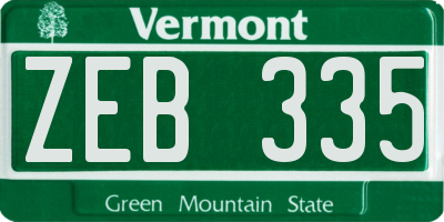 VT license plate ZEB335