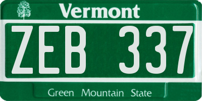 VT license plate ZEB337