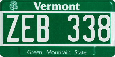 VT license plate ZEB338