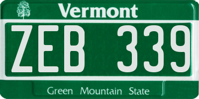 VT license plate ZEB339