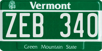 VT license plate ZEB340