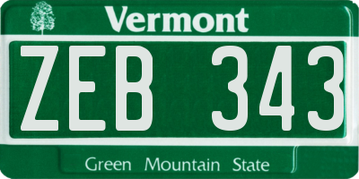 VT license plate ZEB343