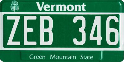 VT license plate ZEB346