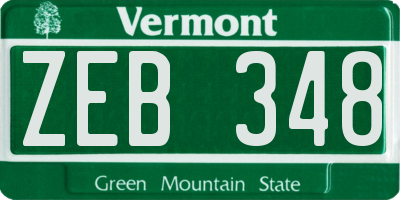 VT license plate ZEB348