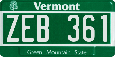 VT license plate ZEB361