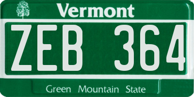 VT license plate ZEB364