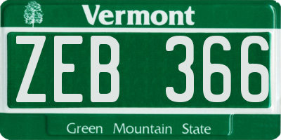 VT license plate ZEB366