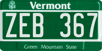 VT license plate ZEB367
