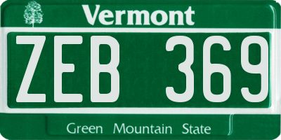 VT license plate ZEB369