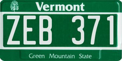 VT license plate ZEB371