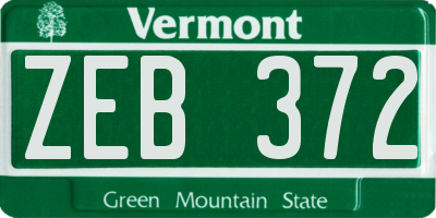 VT license plate ZEB372