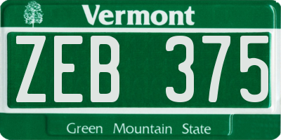 VT license plate ZEB375