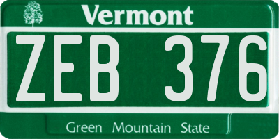 VT license plate ZEB376