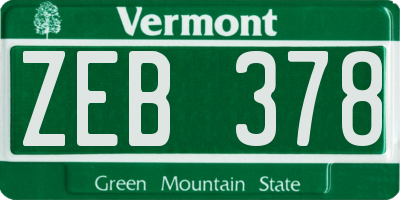 VT license plate ZEB378