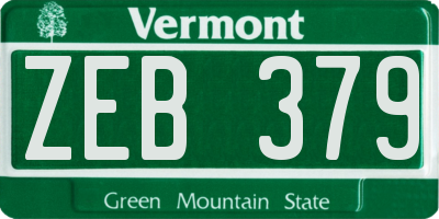 VT license plate ZEB379