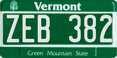VT license plate ZEB382