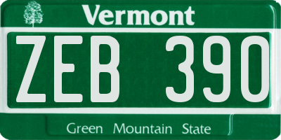 VT license plate ZEB390