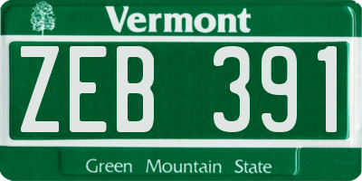 VT license plate ZEB391