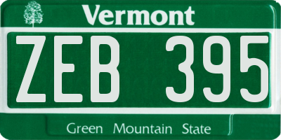 VT license plate ZEB395