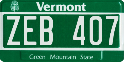 VT license plate ZEB407