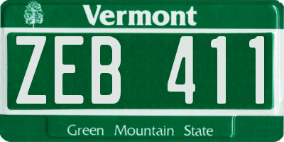 VT license plate ZEB411