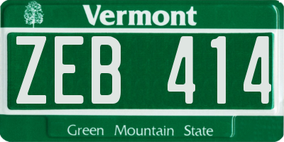 VT license plate ZEB414