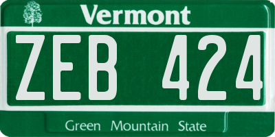 VT license plate ZEB424