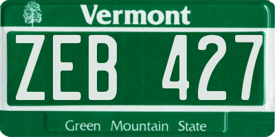 VT license plate ZEB427