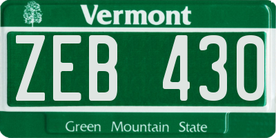 VT license plate ZEB430