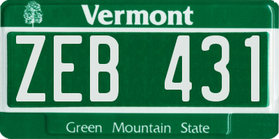 VT license plate ZEB431