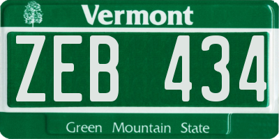VT license plate ZEB434