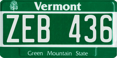 VT license plate ZEB436