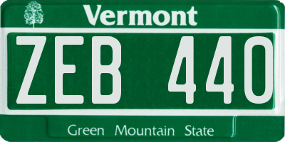 VT license plate ZEB440
