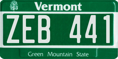 VT license plate ZEB441