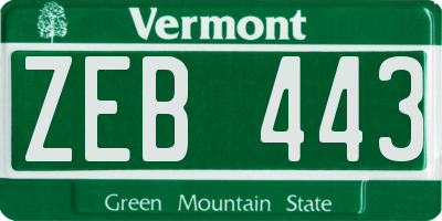 VT license plate ZEB443