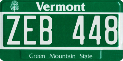 VT license plate ZEB448