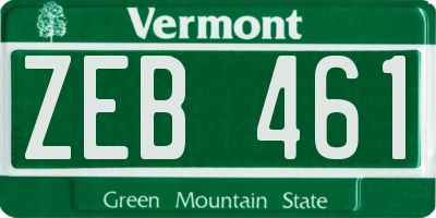 VT license plate ZEB461