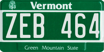 VT license plate ZEB464
