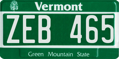 VT license plate ZEB465