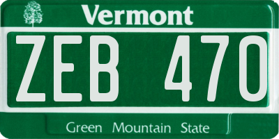 VT license plate ZEB470