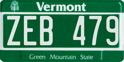 VT license plate ZEB479